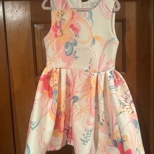 Reiss Floral Kids Dress in Pink and Cream